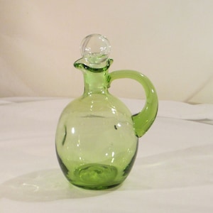 Vintage Blenko Hand Made and Blown Three Dent Decanter with Stopper Art Glass