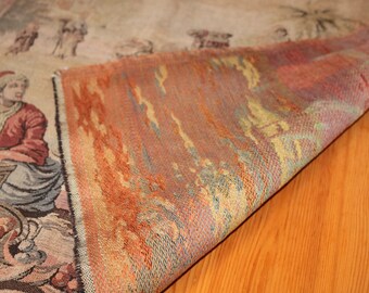 Grande Tapisserie Tissée Vintage – Scène De Marché Du Moyen-Orient
