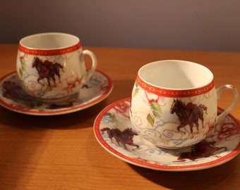 Bona Di Creative Ceramics Porcelain Horses Child Set Brand New in a Box Girl Tea Set