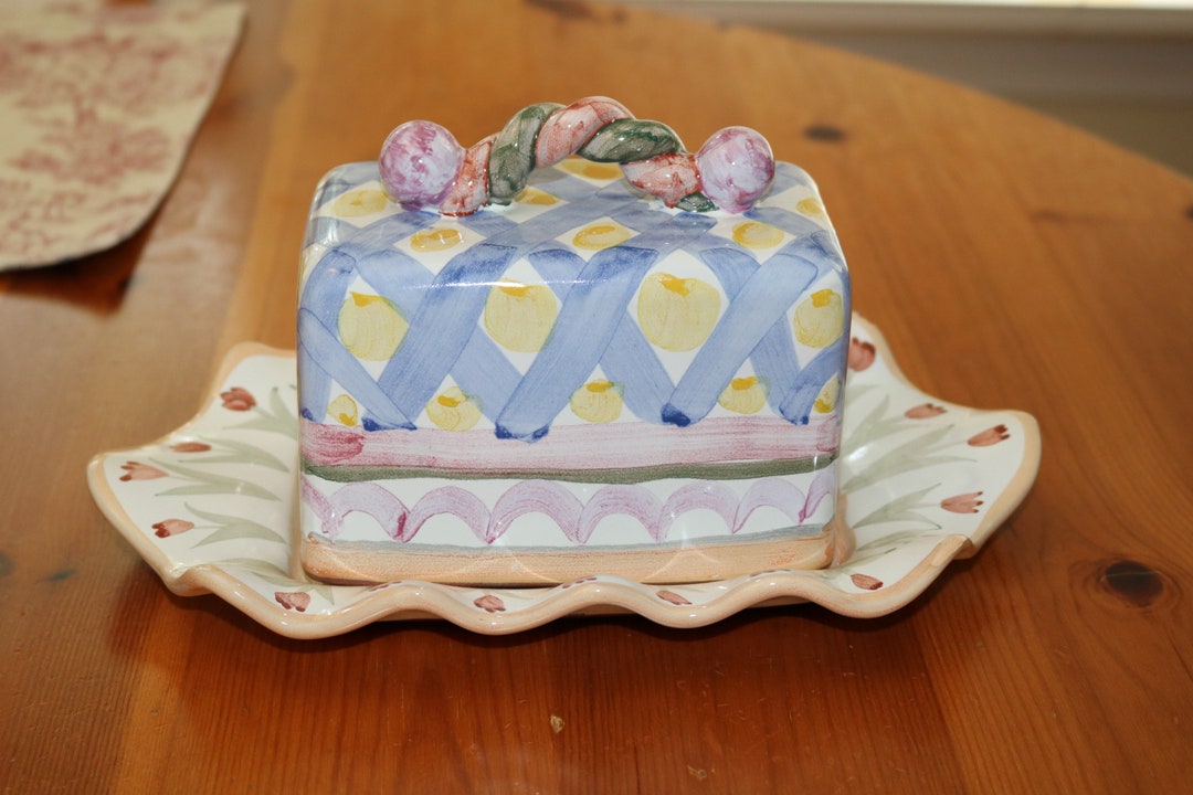 Mackenzie Childs Covered Butter Dish Etsy