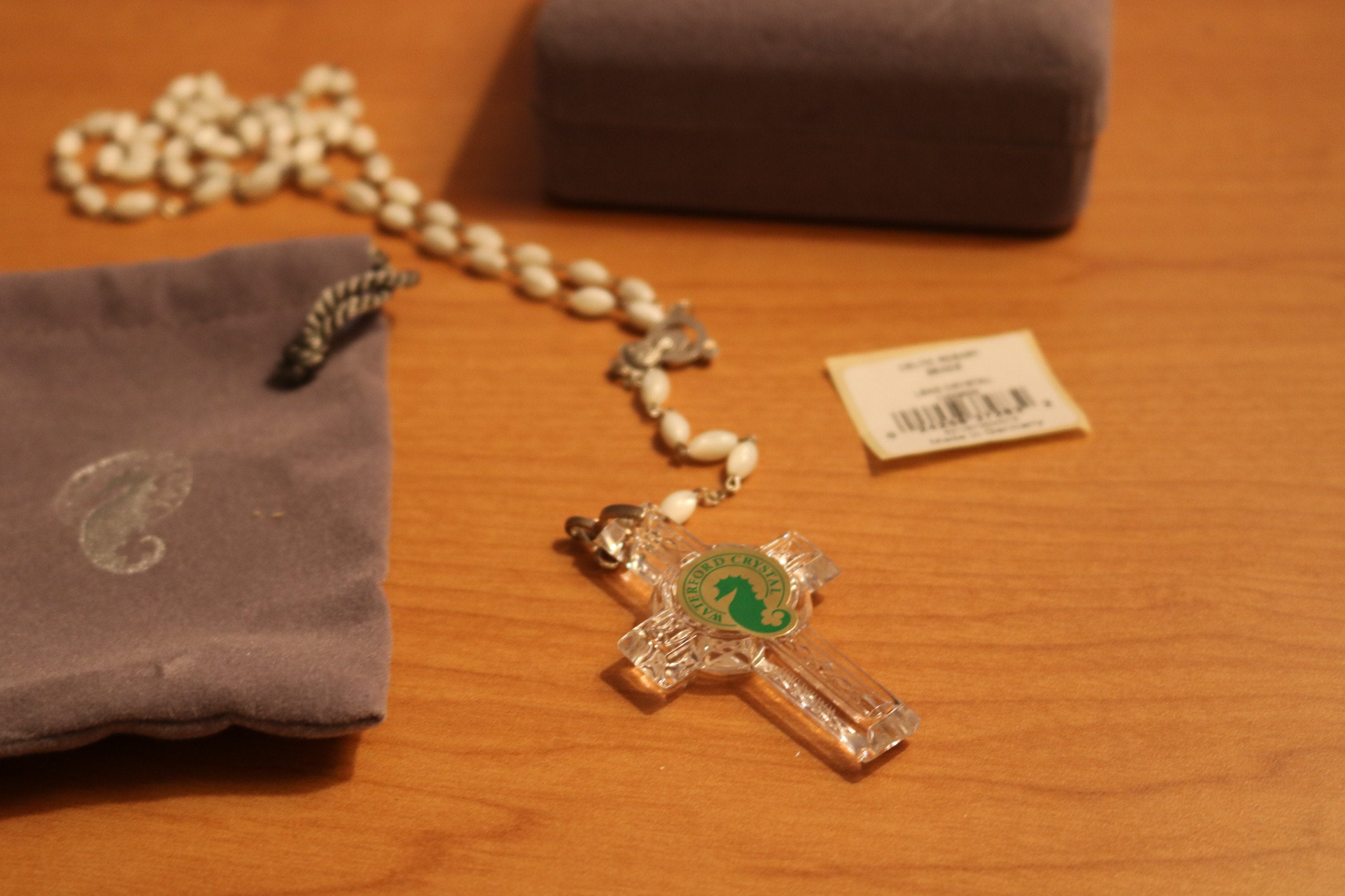 Beautiful Vintage Celtic Waterford Crystal Rosary Beads