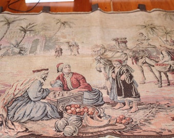 Grande Tapisserie Vintage – Scène De Marché Moyen-oriental, Tissée, Style Rétro
