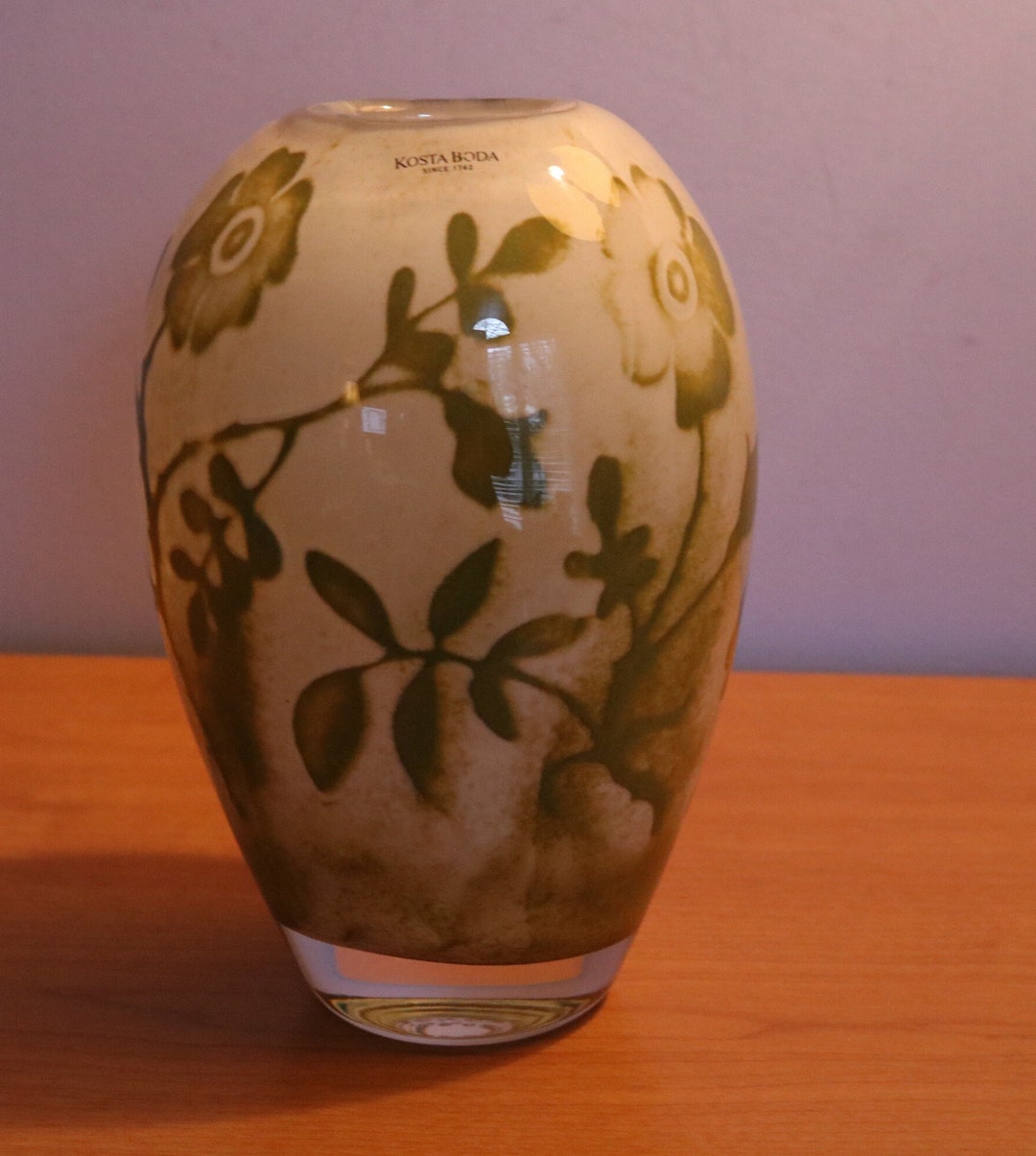 Kosta Boda Signed Olle Brozen Floating Flowers Art Glass Vase - Etsy