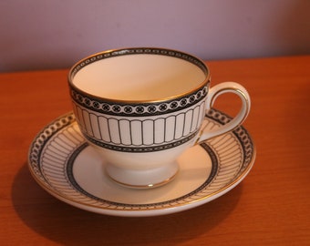 Leigh Shape Footed Cup & Saucer Set Colonnade Black by WEDGWOOD