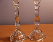 Two Tiffany and Co Crystal Hampton 9 quot Candlesticks Candleholders