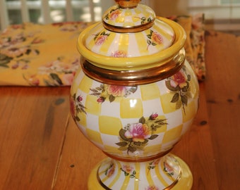 MacKenzie-Childs Honeymoon Lemon Curd Ceramic Canister PRISITNE