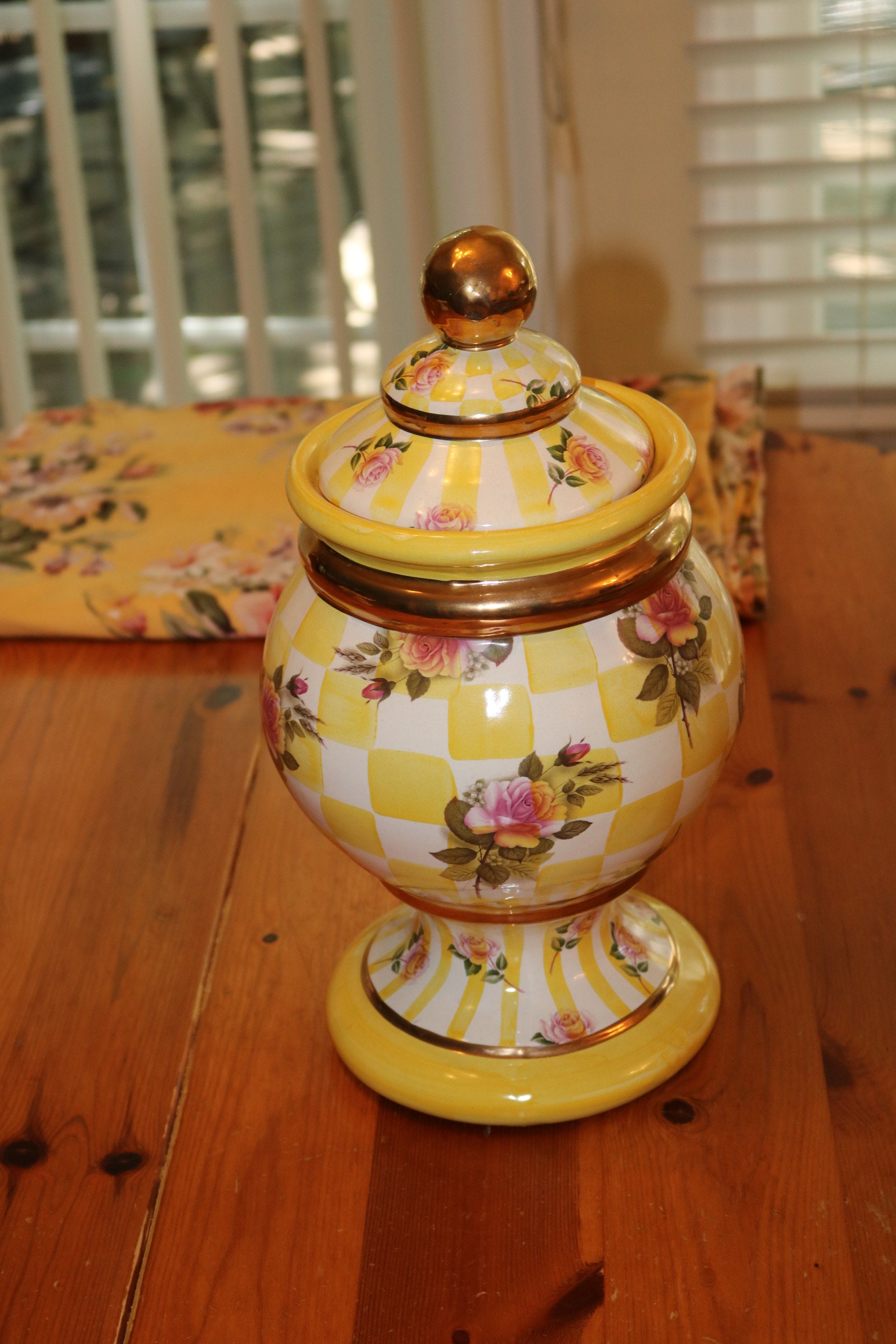 Mackenzie-childs Honeymoon Lemon Curd Ceramic Canister PRISITNE - Etsy