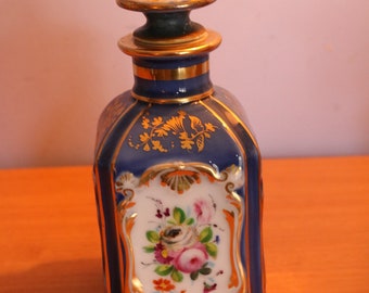 Antique Decanter Handprinted Sevres Style French Porcelain Roses