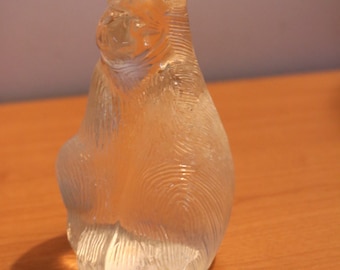 PRISTINE Vintage Waterford Signed Grizzly Bear Crystal Glass Sculpture Figurine