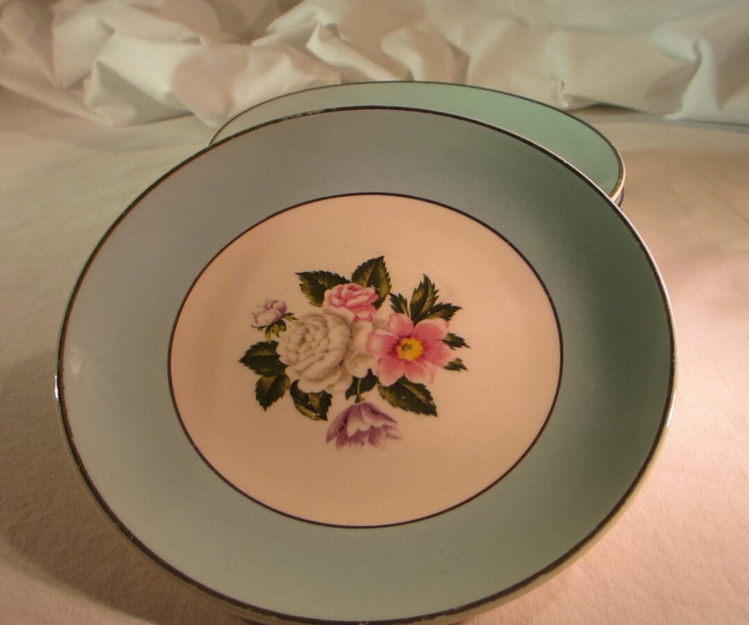Vintage Mint Green Bread and Butter Dessert Serving Plates Set of 5