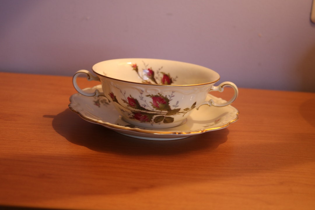 Rosenthal Pompadour Moss Rose Soup Bowl and Soup Plate 1950-1964 Gold ...