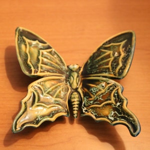 R. Fassi Vllauris Ceramic Butterfly Figurine Wall Hanging, Vintage French Vallauris Insect Pottery, Patio Decor
