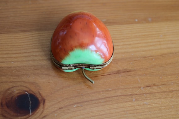 Hand painted Apple Slice Limoges Trinket Box