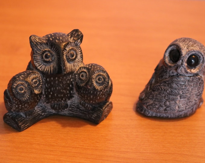 Darling Vintage Owl Sculpture AL Wolfanimal Sculpture Handmade in Canadamama & Owletsanimal