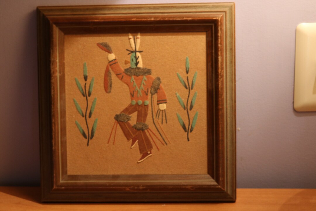 Vintage Navajo Native American Dancer Sand Wall Art Painting Framed - Etsy