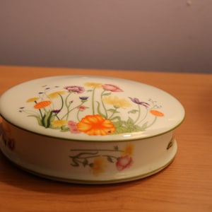 Denby Limoges France -English Garden Porcelain Trinket Box with Lid