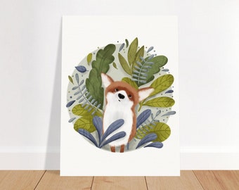 Rävkonsttryck – Söt handritad djurillustration