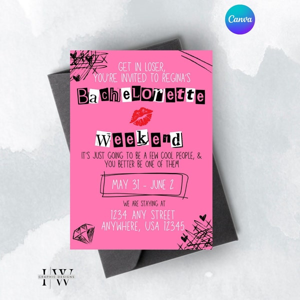 Mean Girl's Themed Bachelorette Weekend with Iteinerary | Customize and Edit for Free on Canva | INSTANT Download