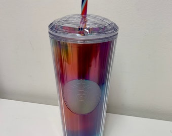 Rainbow dome lid Starbucks cup