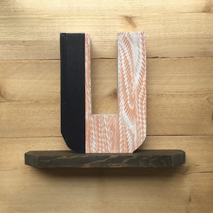 BOOK LETTER (U), #455 .... Ready Made Letter, Cut book letters, Engagement Gift, House Warming Gift, New Mom Gift, Wedding Gift, Monogram