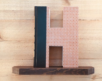 BOOK LETTER (H), #478 .....Ready Made Letter, Letter book, Initial Book, Cut letter book,Wedding, Shower Gift, Home Decor, Alphabet Book