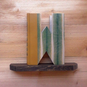 BOOK LETTER (W), #299, Ready Made Letter, Cut book letters, Cut Letter Book, Book Cut Out, School Gift, Personalized Gift, Gift for Boss