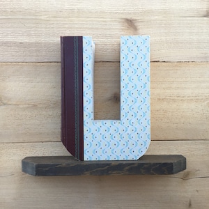 BOOK LETTER (U), #415 .... Ready Made Letter, Cut book letters, Engagement Gift, House Warming Gift, New Mom Gift, Wedding Gift, Monogram