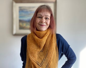 Hand Knitted Lace Shawl: Beaded Bluefaced Leicester Wool Blend