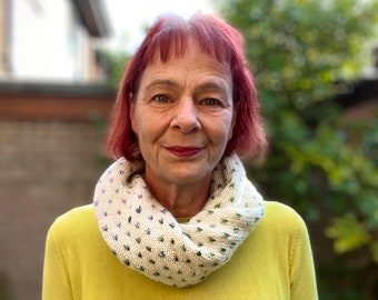 Hand Knitted Fairisle Neck Warmer: British Wool Mobius Scarf