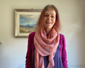 Hand Knitted Silk Shawl: Asymmetric Striped Scarf