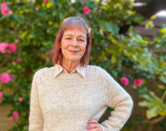 Hand Knitted Alpaca Blend Pullover: Women's Raglan Jumper