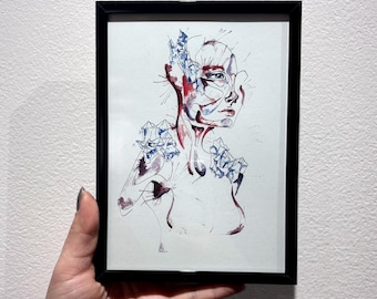 Fantasy Aquarell gerahmt 5 x 7 Kunstdruck Gemälde Crystal Göttin Kunstwerk Aquamarin Fee Kunstdruck