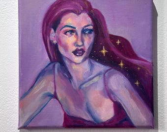 Kleines Original Ölgemälde 20x20x1,5 cm Aphrodite Göttin Fine Art