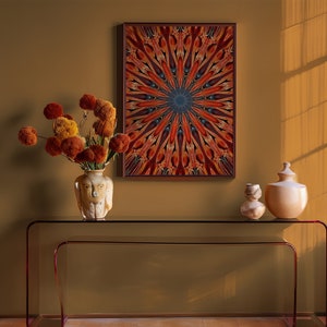 Psychedelic Mandala Zen Wall Art Fractal Art Canvas Ready to Hang Meditation Wall Art Yoga Room Art Sacred Geometry Wall Art Trippy Wall Art