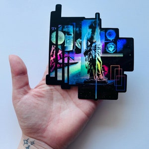 Vaporwave Sticker - Holographic Sticker - Cyberpunk Sticker- Vaporwave Aesthetic -  Cyberpunk Girl Art -Cyberpunk Sticker- Lofi Sticker