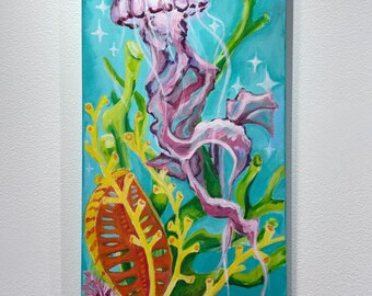"Original Acrylgemälde ""Jelly Dreams"" Fantasy Ocean Art 30 x 35 cm."