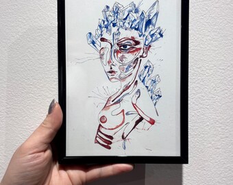 Crystal Fairy Aquarell gerahmt 5 x 7 Kunstdruck Fantasy Kunstwerk Kunst Geschenk