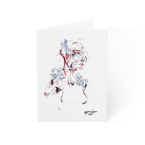 Biglietti d'auguri artistici Goddess Art / Biglietti d'auguri artistici con opere d'arte metafisiche di Aquamarine Crystal Goddess Girls (1, 10, 30 e 50 pezzi)