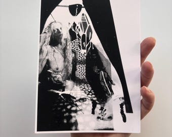 Gothic Druck 15x2cm – Schwarz-Weiße Siebdruck Kunst, Dunkle Fantasy Malerei, Experimentelle Kunst