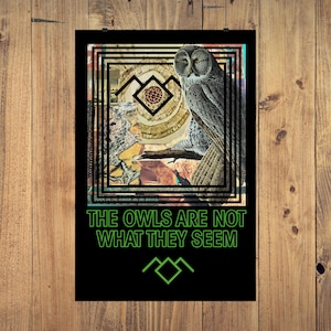 Twin Peaks Poster, Twin Peaks Give 1990&#39;s tv, David Lynch, Twin Peaks Art, The Owls are not What they Seem, cult classics, 90&#39;s tv show gift