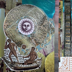 Whimsigoth Moon Mixed Media Art 8x8 One of a Kind Small Original Wall Art Whimsical Artwork Vintage Magazine Art Small Gift for Artsy Friend