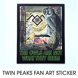Autocollant Twin Peaks Owl inspiré par David Lynch - Cadeau de l’émission télévisée des années 90 - Cadeau Twin Peaks - Twin Peaks Fan Art