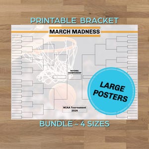 March Madness Bracket Printable 2026 NCAA Tournament Large Wall Poster - Bundle