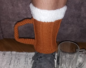 Beer mug leg warmers st patrick's day father's day gift socks Bavarian leg warmers Gag gifts Beerlovers gift Novelty socks knitting