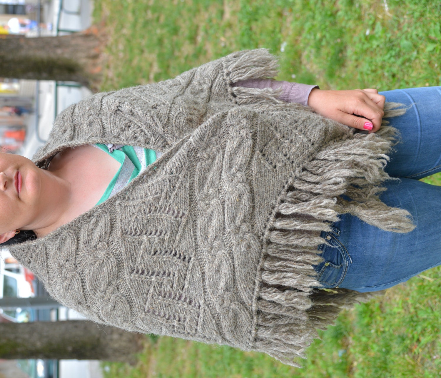 cotton knit shawl