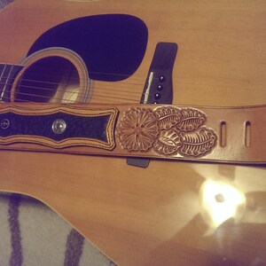 Custom made carved leather guitar strap. image 4