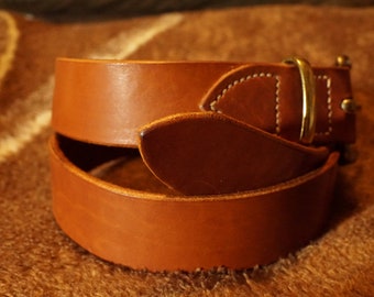 Hand made custom leather belt with brass buckle and loop, leather belt, mens leather belt