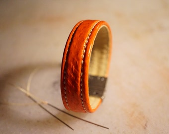 Leather bracelet Polished Salmon