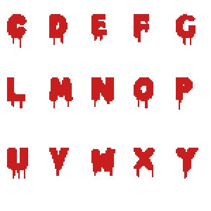 Rocky Horror Picture Show Blood Splatter Cross Stitch Alphabet