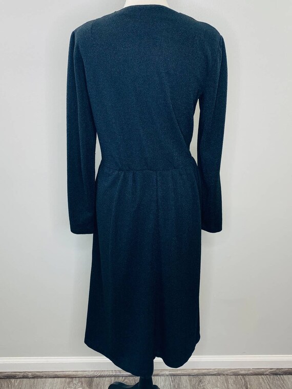 Vintage Black Wrap Dress Womens Medium Stretch Kn… - image 4